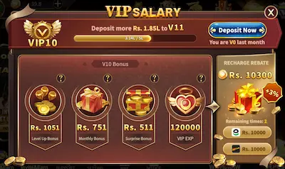 Royal X Casino VIP salary and loyalty rewards screen